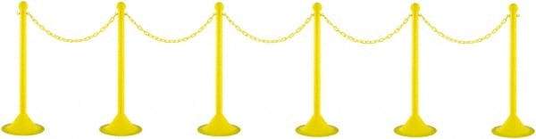 PRO-SAFE - 41" High Plastic Pedestrian Warning Post Kit - 50' Long Rope - Caliber Tooling