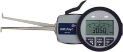 Mitutoyo - 0.0472 Inch Groove Width, 0.2047 Inch Groove Depth, 0.39 to 1.18 Inch, Ball/Ball Inside Electronic Caliper Gage - 0.0005 Inch Resolution, 0.0015 Inch Accuracy, 0.0394 Inch Tip Diameter, 3.3465 Inch Leg Length, Data Output, AA Battery - Caliber Tooling