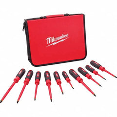 Milwaukee Tool - Screwdriver Sets Screwdriver Types Included: Insulated Slotted; Phillips; Square Number of Pieces: 10 - Caliber Tooling