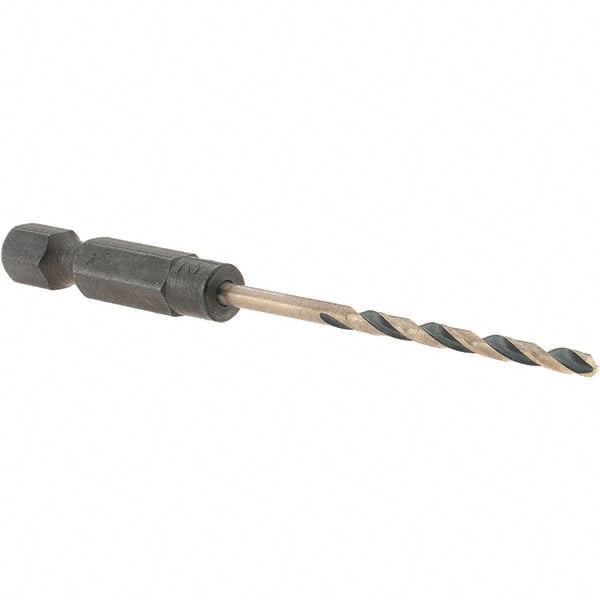 Made in USA - 3/32" High Speed Steel, 135° Point, Hex Shank Maintenance Drill Bit - Caliber Tooling