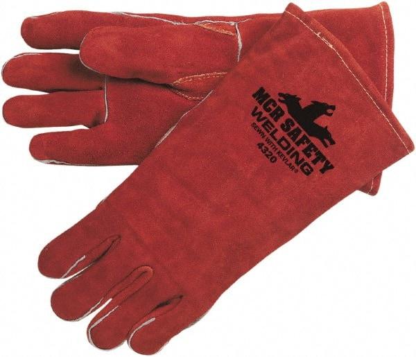 MCR Safety - Size L Lined Leather Welding Glove - Gauntlet Cuff - Caliber Tooling