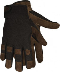 MCR Safety - Size L Cowhide General Protection Work Gloves - For General Purpose, Uncoated, Hook & Loop Cuff, Brown/Black, Paired - Caliber Tooling