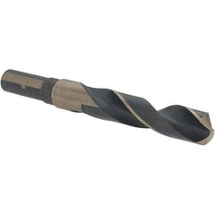 Made in USA - 39/64" High Speed Steel, 135° Point, Round with Flats Shank Maintenance Drill Bit - Caliber Tooling