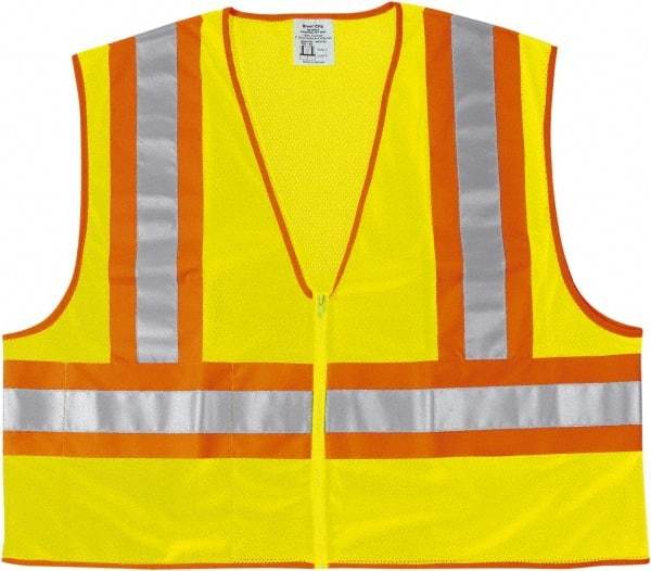 MCR Safety - Size 2XL High Visibility Lime General Purpose Vest - Zipper Closure, 2 Pockets, Polyester - Caliber Tooling