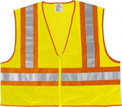 MCR Safety - Size 4XL High Visibility Lime Mesh General Purpose Vest - 28.4" Chest, ANSI 107-2015, Zipper Closure, 2 Pockets, Polyester - Caliber Tooling