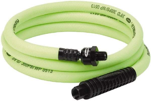 Legacy - 3/8" ID x 0.61" OD 6' Long Lead-In Whip Hose - FNPT x MNPT Ball Swivel Ends, 300 Working psi, 140°, 1/4" Fitting, Green - Caliber Tooling