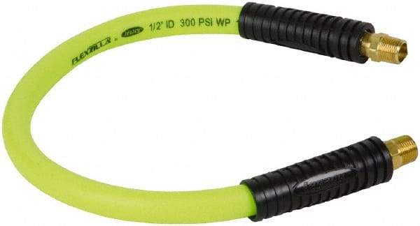 Legacy - 1/2" ID x 0.74" OD 2' Long Lead-In Whip Hose - MNPT Fixed x MNPT Swivel End, 300 Working psi, 140°, 3/8" Fitting, Green - Caliber Tooling