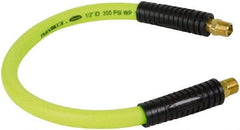 Legacy - 1/2" ID x 0.74" OD 2' Long Lead-In Whip Hose - MNPT Fixed x MNPT Swivel End, 300 Working psi, 140°, 3/8" Fitting, Green - Caliber Tooling