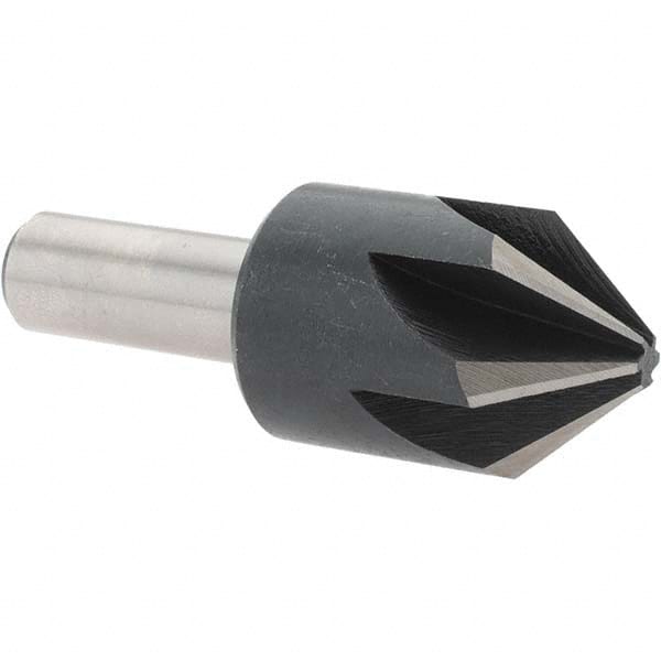 Value Collection - 1" Head Diam, 1/2" Shank Diam, 6 Flute 82° High Speed Steel Countersink - Caliber Tooling