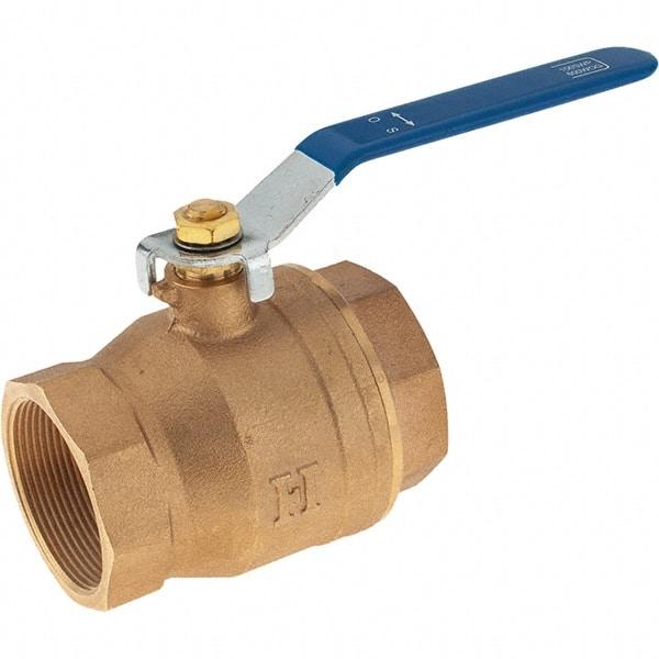 Value Collection - 2" Pipe, Bronze Full Port Ball Valve - 2 Piece, NPT Ends, Lever Handle, 600 WOG, 150 WSP - Caliber Tooling