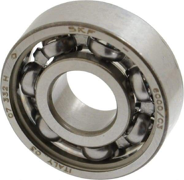 SKF - 10mm Bore Diam, 26mm OD, Open Deep Groove Radial Ball Bearing - 8mm Wide, 1 Row, Round Bore, 1,960 Nm Static Capacity, 4,750 Nm Dynamic Capacity - Caliber Tooling