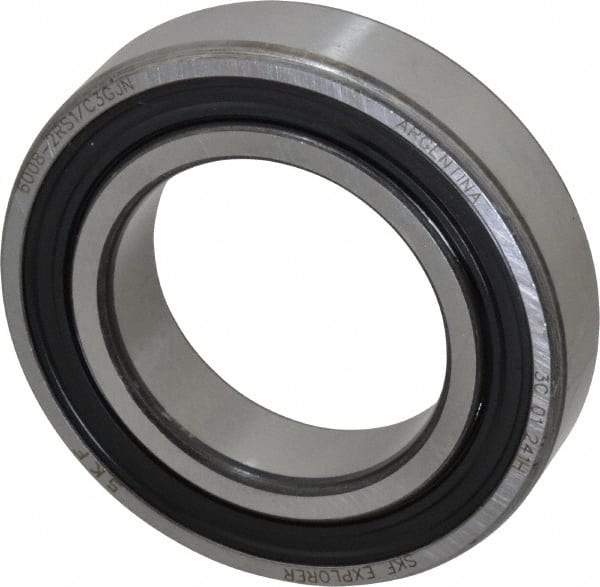 SKF - 40mm Bore Diam, 68mm OD, Double Seal Deep Groove Radial Ball Bearing - 15mm Wide, 1 Row, Round Bore, 11,600 Nm Static Capacity, 17,800 Nm Dynamic Capacity - Caliber Tooling