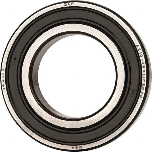 SKF - 50mm Bore Diam, 90mm OD, Double Seal Deep Groove Radial Ball Bearing - 20mm Wide, 1 Row, Round Bore, 23,200 Nm Static Capacity, 37,100 Nm Dynamic Capacity - Caliber Tooling