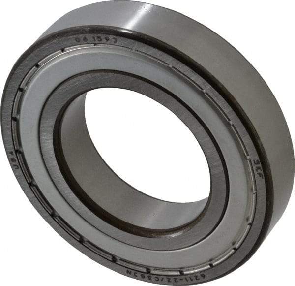 SKF - 55mm Bore Diam, 100mm OD, Double Shield Deep Groove Radial Ball Bearing - 21mm Wide, 1 Row, Round Bore, 29,000 Nm Static Capacity, 46,200 Nm Dynamic Capacity - Caliber Tooling