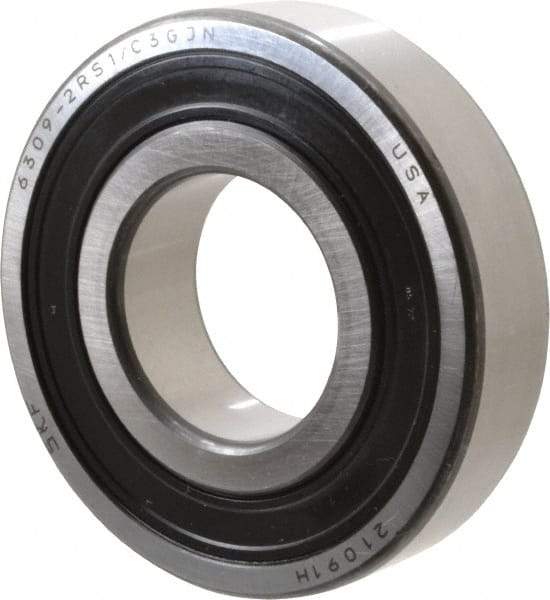 SKF - 45mm Bore Diam, 100mm OD, Double Seal Deep Groove Radial Ball Bearing - 25mm Wide, 1 Row, Round Bore, 31,500 Nm Static Capacity, 55,300 Nm Dynamic Capacity - Caliber Tooling