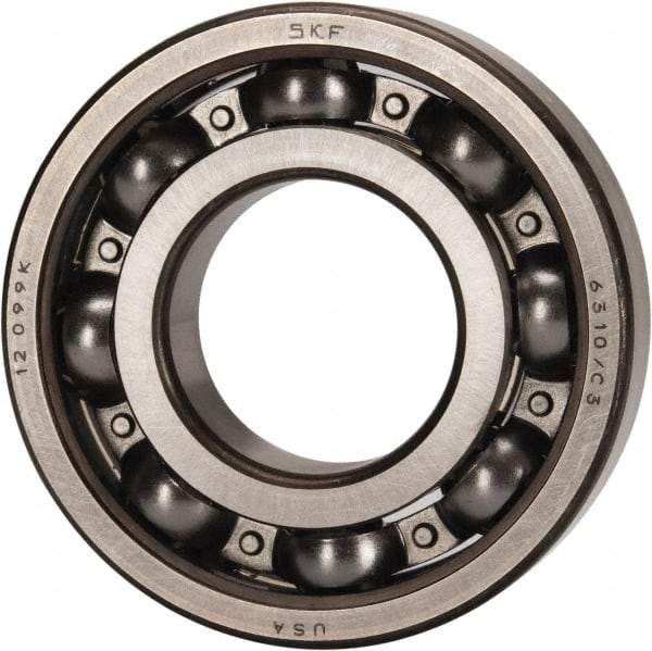 SKF - 50mm Bore Diam, 110mm OD, Open Deep Groove Radial Ball Bearing - 27mm Wide, 1 Row, Round Bore, 38,000 Nm Static Capacity, 65,000 Nm Dynamic Capacity - Caliber Tooling