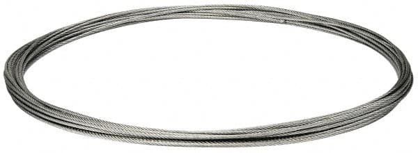 Value Collection - 3/16" Diam, Galvanized Steel Wire Rope - 4,200 Lb Breaking Strength, 7 x 19 Strand Core - Caliber Tooling