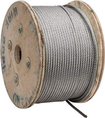 Value Collection - 1/4" Diam, Galvanized Steel Wire Rope - 7,000 Lb Breaking Strength, 7 x 19 Strand Core - Caliber Tooling