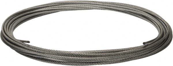 Value Collection - 1/4" Diam, Galvanized Steel Wire Rope - 7,000 Lb Breaking Strength, 7 x 19 Strand Core - Caliber Tooling