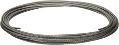 Value Collection - 1/4" Diam, Galvanized Steel Wire Rope - 7,000 Lb Breaking Strength, 7 x 19 Strand Core - Caliber Tooling