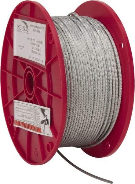 Value Collection - 1/8" Diam, Aircraft Cable - 1,700 Lb Breaking Strength, 7 x 7 Strand Core - Caliber Tooling