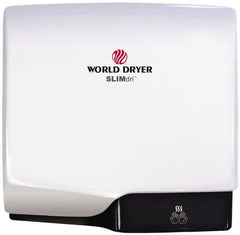 World Dryer - 950 Watt White Finish Electric Hand Dryer - 115/208/230 Volts, 8.3/3.7/4.1 Amps, 11-1/2" Wide x 10-11/16" High x 4" Deep - Caliber Tooling