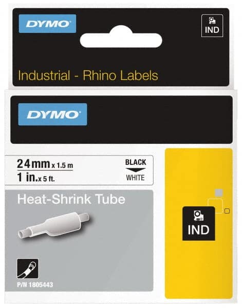 Dymo - 1" Wide x 60" Long, White Heat Shrinkable Polyolefin Label Printer Cartridge - For RHINO 6000, 6500 - Caliber Tooling