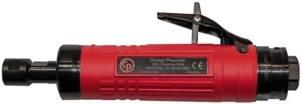 Chicago Pneumatic - 1/4" Collet, Straight Handle, Straight Air Die Grinder - 24,000 RPM, Rear Exhaust, 31.79 CFM, 0.8 hp, 6.21 bar, 3/8 BSP - Caliber Tooling