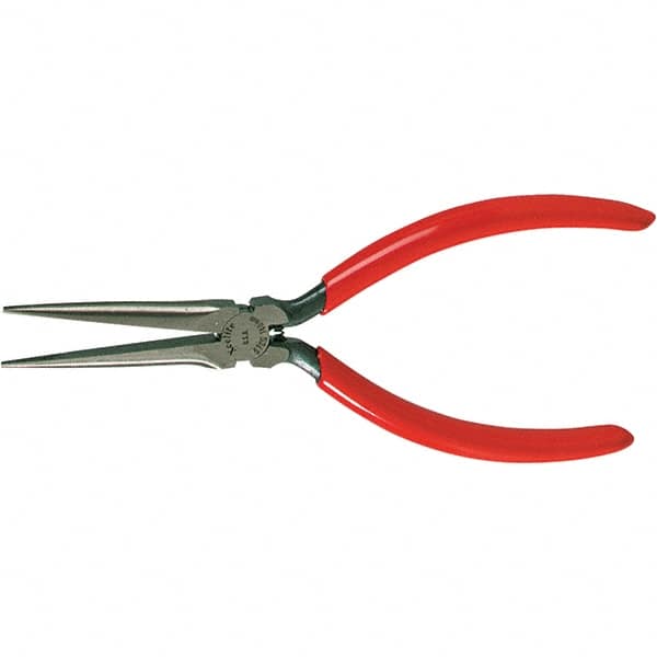 Xcelite - 1-11/16" OAL, 1-23/32" Jaw Length x 15/32" Jaw Width, Long Needle Nose Pliers - Serrated Jaw, Heavy Duty Plastic Dipped Handle - Caliber Tooling