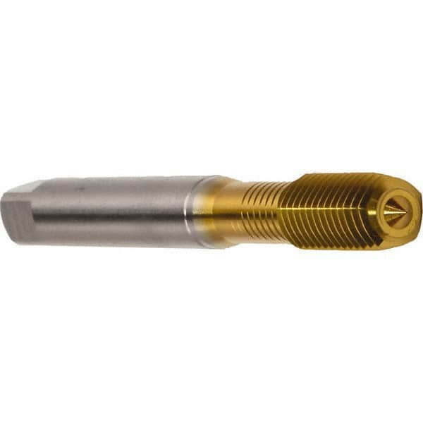 Emuge - M10x1.00 Metric Fine 6HX Modified Bottoming Thread Forming Tap - Cobalt, TiN Finish, 90mm OAL, 18mm Thread Length, Right Hand Thread, Series Druck - Caliber Tooling