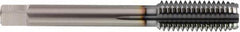 OSG - M12x1.00 Metric Fine 5 Flute TiCN Finish Solid Carbide Straight Flute Machine Tap - Modified Bottoming, Right Hand Thread, 70mm OAL, 30mm Thread Length, H3 Limit, Oversize - Exact Industrial Supply