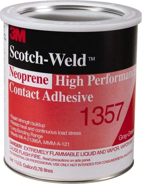 3M - 1 Gal Can Light Yellow Contact Adhesive - Series 1357, 30 min Working Time, Bonds to Polystyrene Foam Panels, Rubber, Vinyl Floor, Wall Lining & Flooring - Caliber Tooling