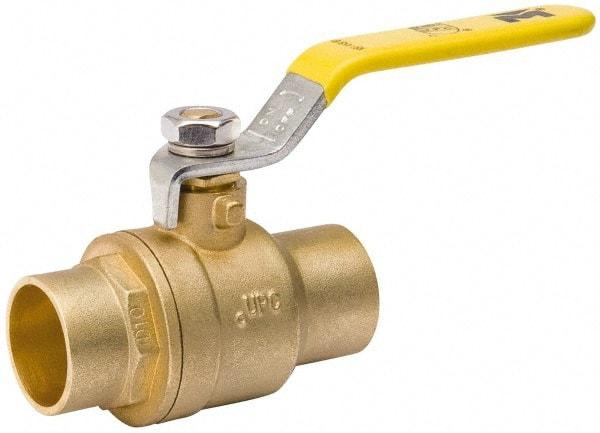 Value Collection - 3/4" Pipe, Full Port, Brass Packing Gland Ball Valve - Inline - Two Way Flow, C x C Ends, Lever Handle, 600 WOG, 150 WSP - Caliber Tooling