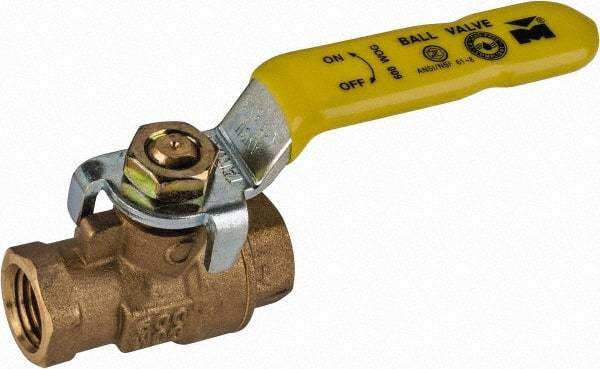 Value Collection - 3/4" Pipe, Full Port, Brass Packing Gland Ball Valve - Inline - Two Way Flow, IPS Ends, Lever Handle, 600 WOG, 150 WSP - Caliber Tooling