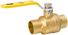 Value Collection - 1/2" Pipe, Full Port, Brass Side Drain Ball Valve - Inline - Two Way Flow, C x C Ends, Lever Handle, 500 WOG, 150 WSP - Caliber Tooling