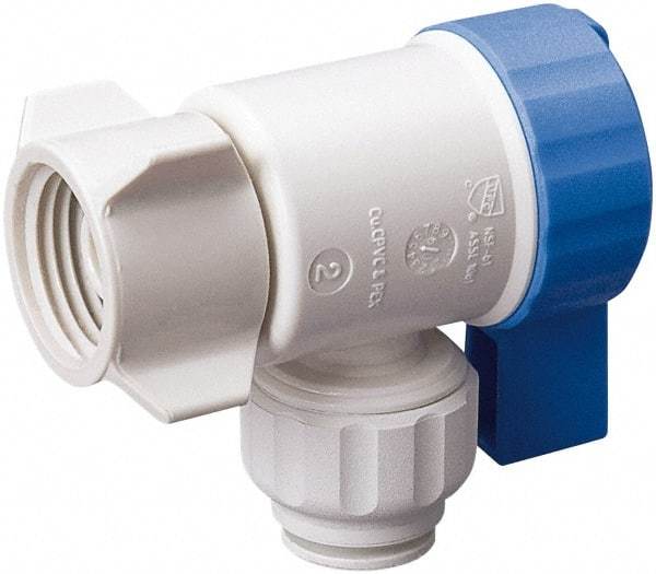 Value Collection - 3/8 x 1/2" Pipe, Full Port, Polysulfone Standard Ball Valve - Inline - Two Way Flow, Push Fit Ends, Lever Handle, 250 WOG, 200 WSP - Caliber Tooling