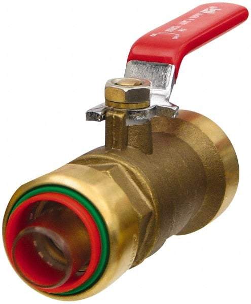 Value Collection - 1" Pipe, Full Port, Brass Standard Ball Valve - Inline - Two Way Flow, Push Fit Ends, Lever Handle, 200 WOG, 150 WSP - Caliber Tooling