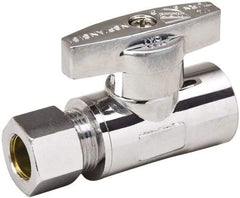 Value Collection - Sweat 1/2 Inlet, 125 Max psi, Chrome Finish, Brass Water Supply Stop Valve - 3/8 Compression Outlet, Straight, Chrome Handle, For Use with Any Water Supply Shut Off Application - Caliber Tooling