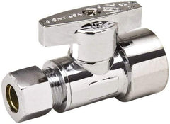 Value Collection - FIP 1/2 Inlet, 125 Max psi, Chrome Finish, Brass Water Supply Stop Valve - 3/8 Compression Outlet, Straight, Chrome Handle, For Use with Any Water Supply Shut Off Application - Caliber Tooling