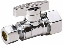 Value Collection - Compression 5/8 Inlet, 125 Max psi, Chrome Finish, Brass Water Supply Stop Valve - 3/8 Compression Outlet, Straight, Chrome Handle, For Use with Any Water Supply Shut Off Application - Caliber Tooling