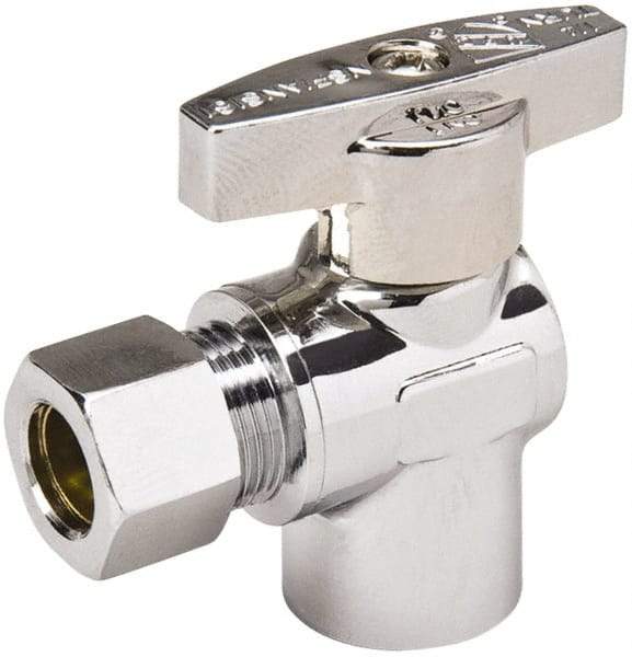 Value Collection - Sweat 1/2 Inlet, 125 Max psi, Chrome Finish, Brass Water Supply Stop Valve - 3/8 Compression Outlet, Angle, Chrome Handle, For Use with Any Water Supply Shut Off Application - Caliber Tooling