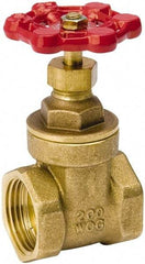 Value Collection - 1-1/2" Pipe, Class 150, IPS Brass Wedge Compact Gate Valve - 200 WOG, 200 WSP, Screw Over Bonnet, For Use with Water, Oil & Gas - Caliber Tooling