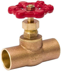 Value Collection - 3/4" Pipe, 125 psi WOG Rating, Brass, Stop Valve - Lobe Type Handle, C x C End Connections, Use with Water, Oil, Air - Caliber Tooling