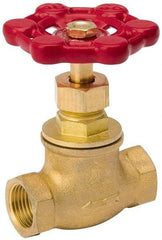 Value Collection - 1/2" Pipe, 125 psi WOG Rating, Brass, Stop Valve - Lobe Type Handle, IPS End Connections, Use with Water, Oil, Air - Caliber Tooling