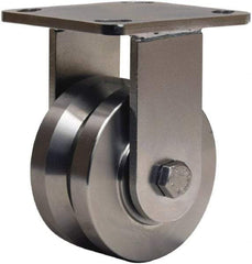 Hamilton - 4" Diam x 2" Wide, Stainless Steel Rigid Caster - 850 Lb Capacity, Top Plate Mount, 4" x 4-1/2" Plate, Stainless Steel Precision Ball Bearing - Caliber Tooling