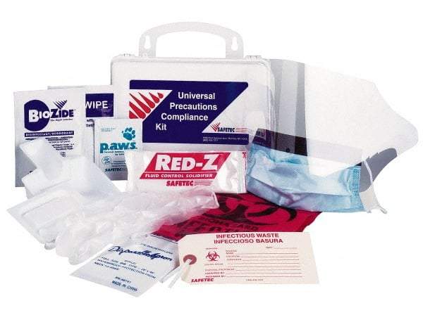 Medique - 13 Piece, Body Fluid Clean-Up First Aid Kit - 6-1/4" Wide x 3" Deep x 6" High, Cardboard - Caliber Tooling