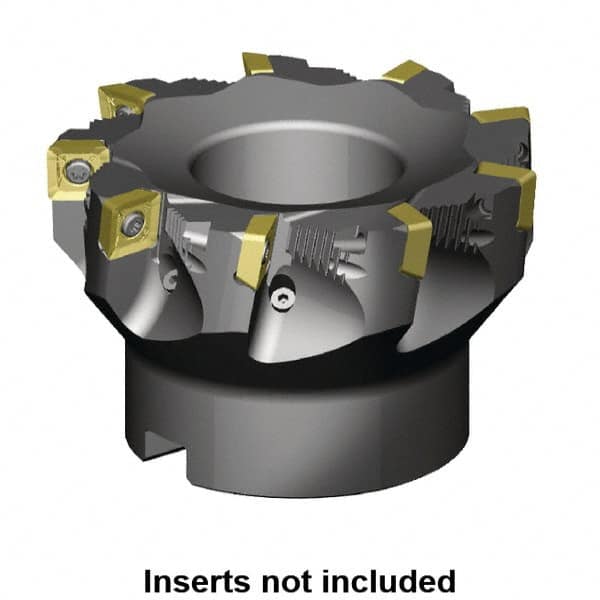 Kennametal - 4" Cut Diam, 1" Arbor Hole, 11mm Max Depth of Cut, 88.5° Indexable Chamfer & Angle Face Mill - 9 Inserts, SD_T43_PD_N__Z Insert, Right Hand Cut, 9 Flutes, Through Coolant, Series KSSZR - Caliber Tooling