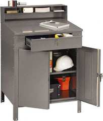 Value Collection - Stationary Shop Desks; Type: Locking Cabinet Desk ; Width (Inch): 34-1/2 ; Depth (Inch): 30 ; Height (Inch): 53 ; Number of Drawers: 2.000 ; Color: Medium Gray - Exact Industrial Supply