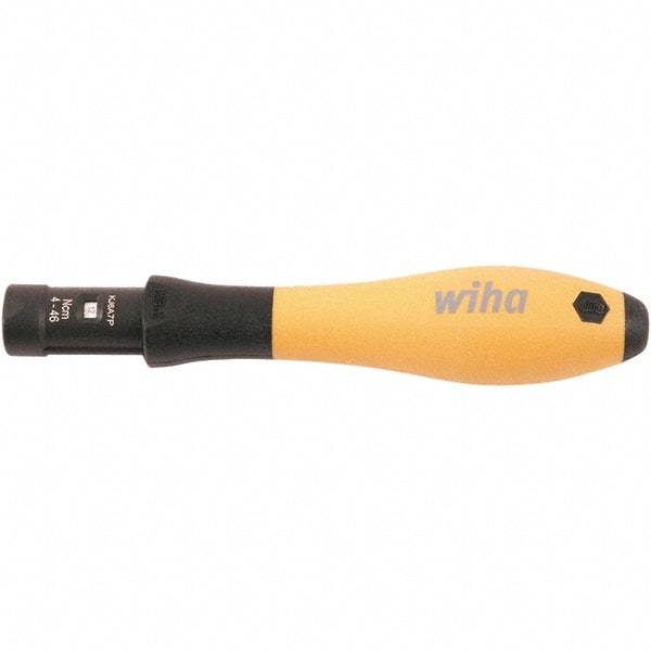 Wiha - 1 Piece, 0.04 to 0.46 N/m, Adjustable Torque Limiting Screwdriver - 4" OAL, 1/4" Drive - Caliber Tooling