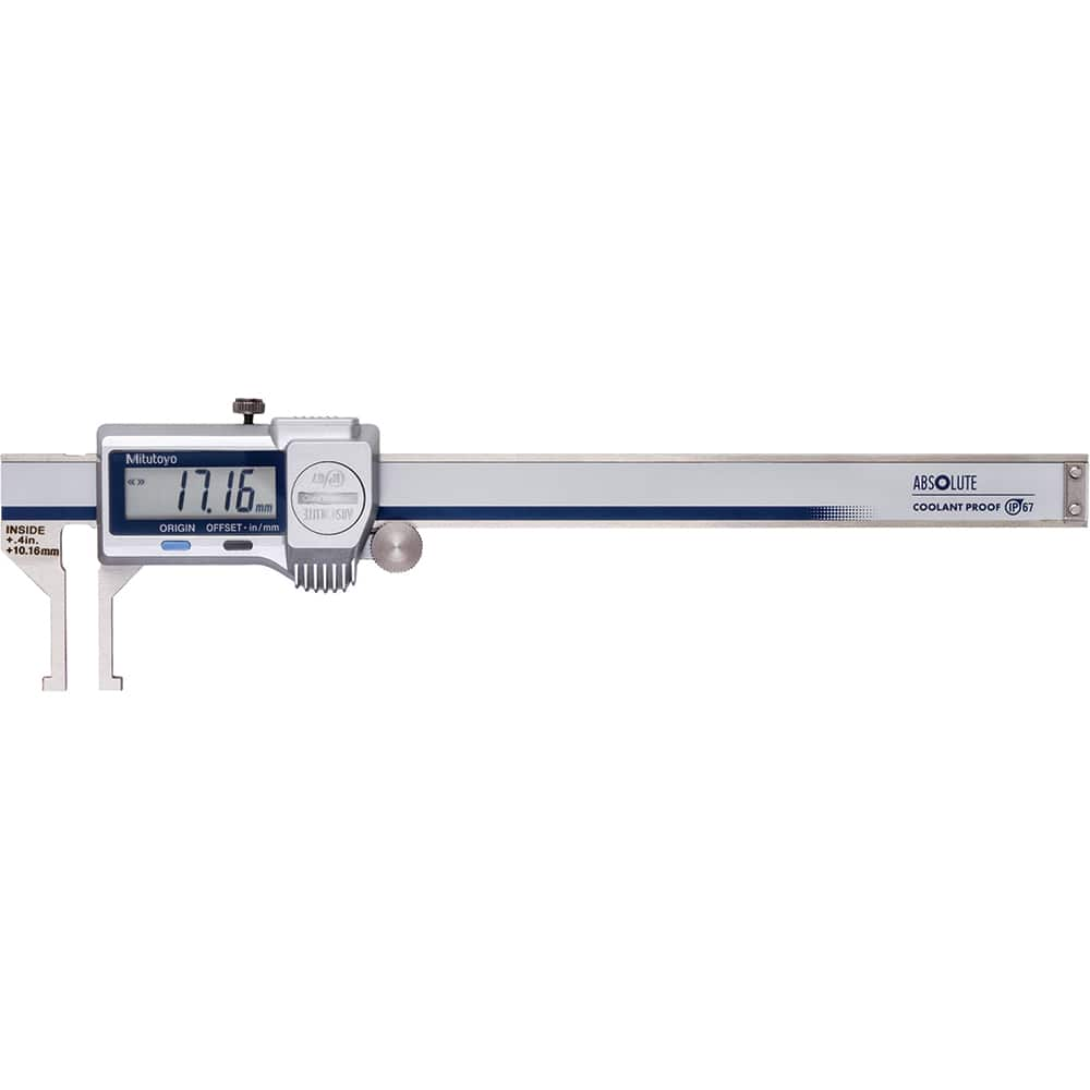 Mitutoyo - Electronic Calipers; Minimum Measurement (Decimal Inch): 0.4000 ; Maximum Measurement (Decimal Inch): 6 ; Maximum Measurement (mm): 150.00 ; Accuracy Plus/Minus (Decimal Inch): 0.0020 ; Resolution (Decimal Inch): 0.0005 ; Resolution (mm): 0.01 - Exact Industrial Supply